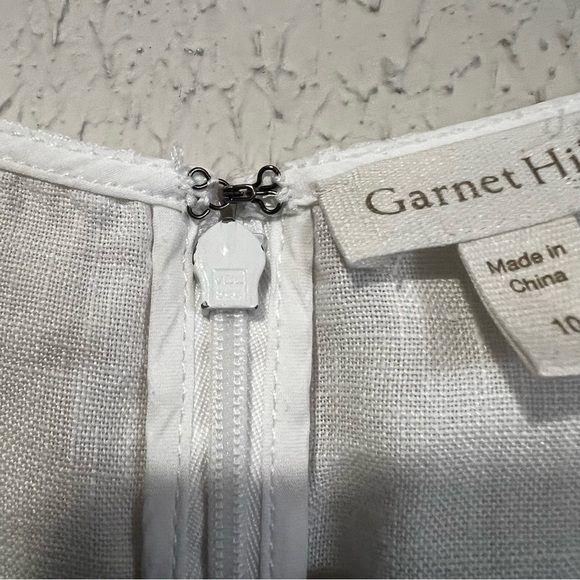 Garnet Hill White 100% Linen Sleeveless Fringe Hem A line dress size 10 - Picture 10 of 16